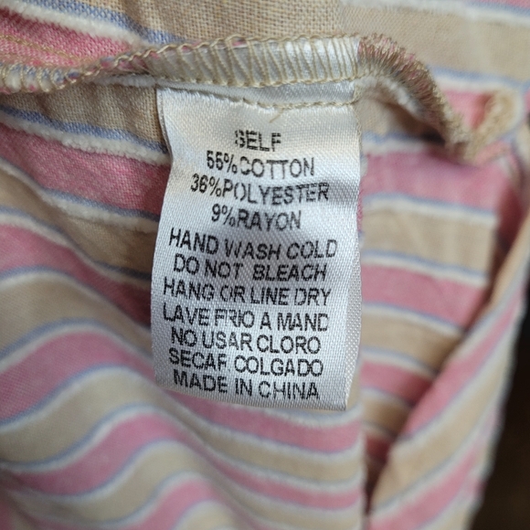 Easel Oversized Pink Blue Striped Textured Long Sleeve Button Up Top Shacket - Picture 8 of 9